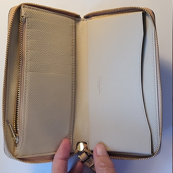 Coach Beige Crossgrain Leather Phone Wristlet - Picture 3 of 9